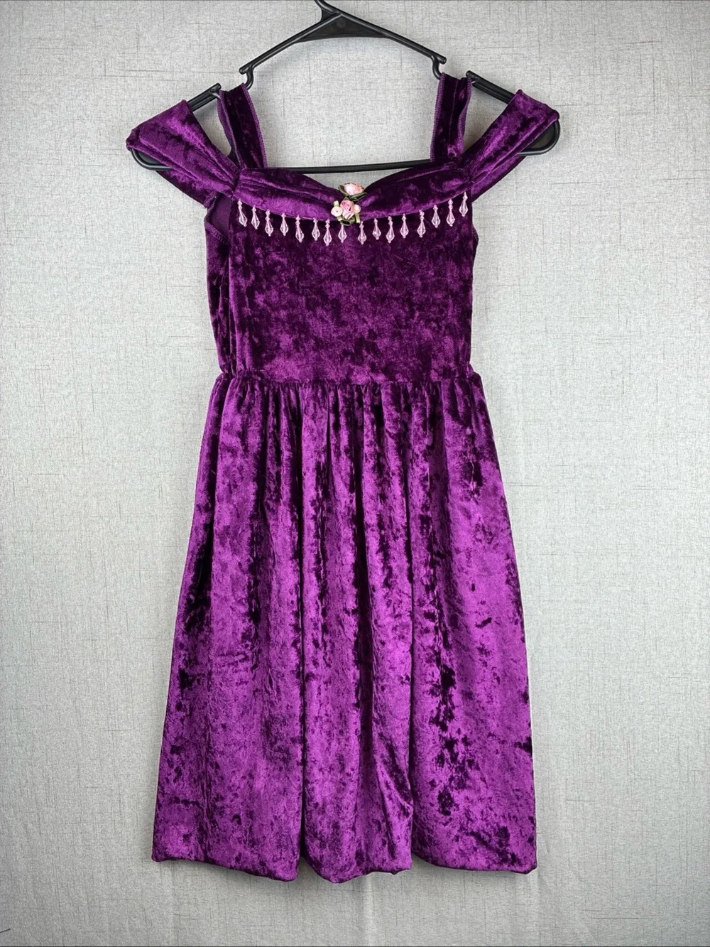 Teetot Purple Crushed Velvet Girls Halloween Costume Fairy Wings Tiara Pink Rose